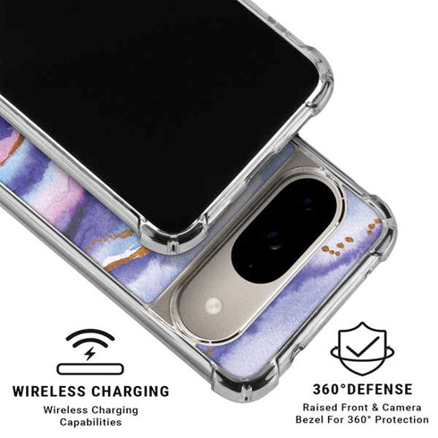 Blue Violet Watercolor Geode Google Pixel 10 Clear Case